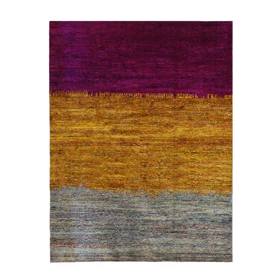 I'm Sari Recycled 100% Silk Hand Made Color Block Rug
