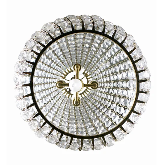 Mid Century Austrian Brass Crystal Beaded Chandelier