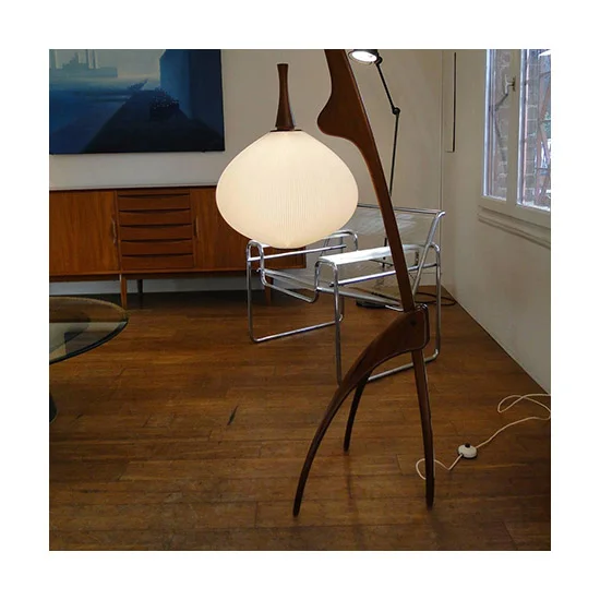 Mante Religieuse Praying Mantis Rispal 1950sEbonized Floor Lamp