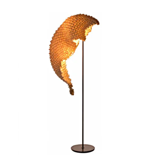 Origami Paper Dragon Tail Chromed Metal Base Frame Floor Lamp