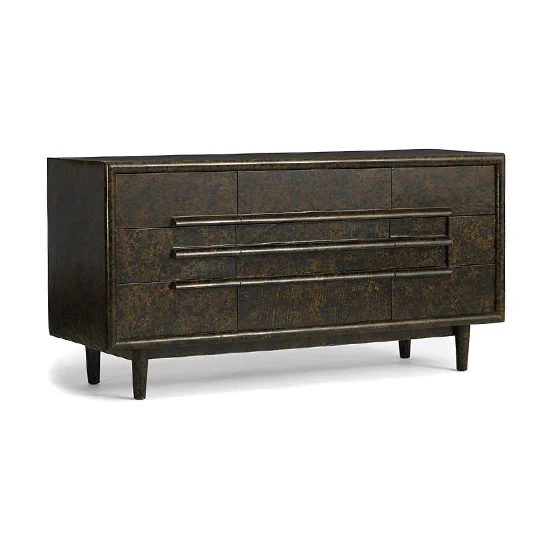 Billy Haines Black Lacquer Vellum Jameson Nine Drawer Cabinet 1950