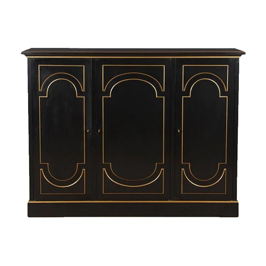 Hirsch Hirsch 1950s Hollywood Regenc Dark Wood Gold Detailing High Cabinet