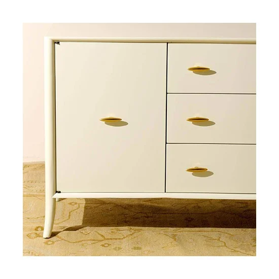 T. H. Robsjohn-Gibbings Elegant 1950s Cherry Wood Chest in Cream Lacquer