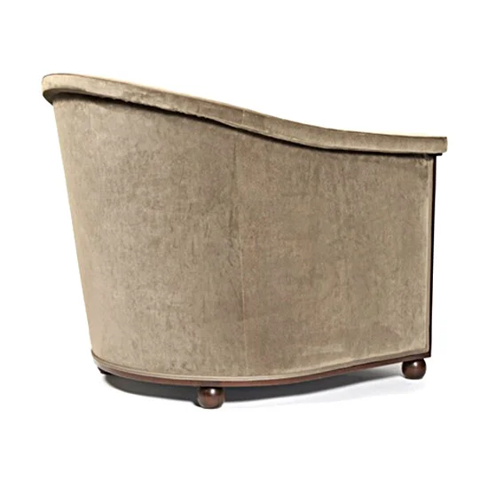Atlantique French Modernist Velvet Upholstered Armchair