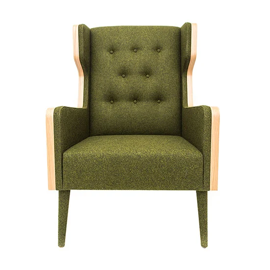 Cecil Art Deco Fabric and Wood Armchair