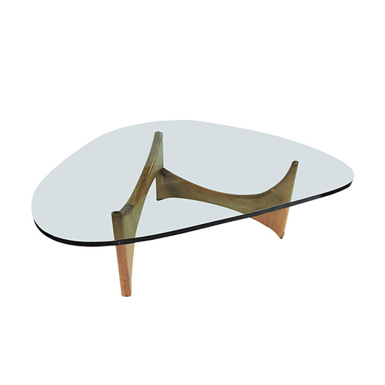 Mid-Century Modern 9CFE892 9CFE892 Noguchi Glass and Wood Coffee Table