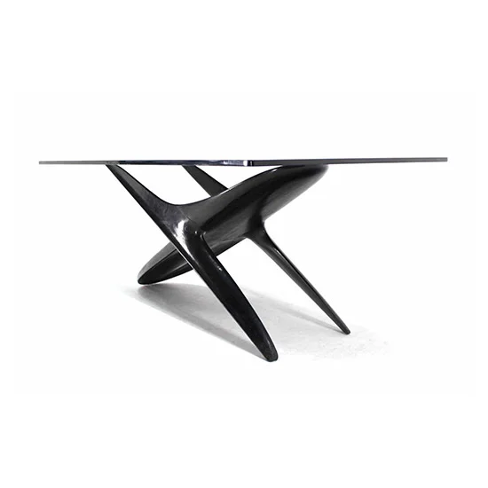 Italian Modern Organic Black Lacquer Base Dining Table