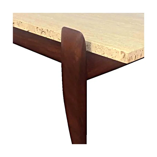 Gio Ponti Mid Century Walnut and Travertine Coffee Table