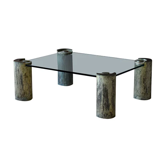 Karl Springer Stabilo Karl Springer Sculptural Monolithic Leg Coffee Table