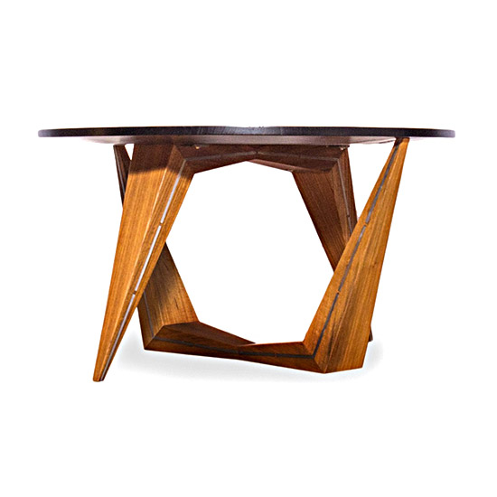 Wyatt Teak Stainless Steel Geometric Side Table