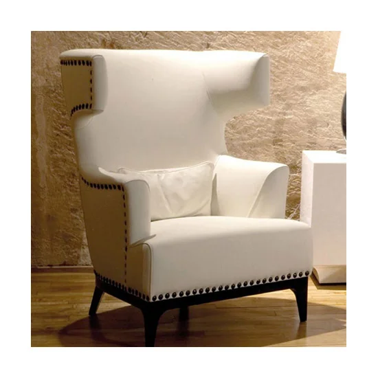 Single Nick High Back Upholstered Luxury Italian Sofa Chair