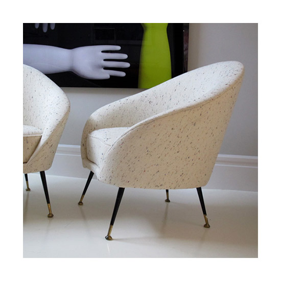 Ico Parisi Black Painted Leg Brass Feet Spring Armchair