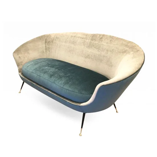 Ico Parisi Pearl and Blue Loveseat