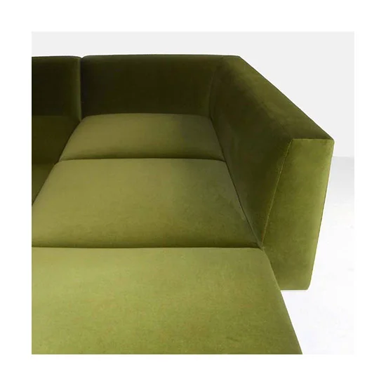 Liston French Velvet Upholstered Sculpted Sectional Sofa