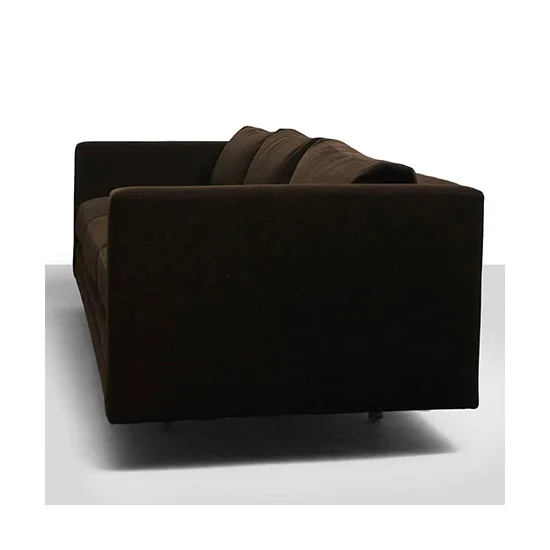 Harvey Probber Tuxedo Brown Velvet Upholstered Sofa