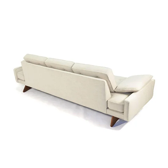 Adrian Pearsall 2408-S Sculpted Walnut Base Linen Upholstered Mid Century Sofa
