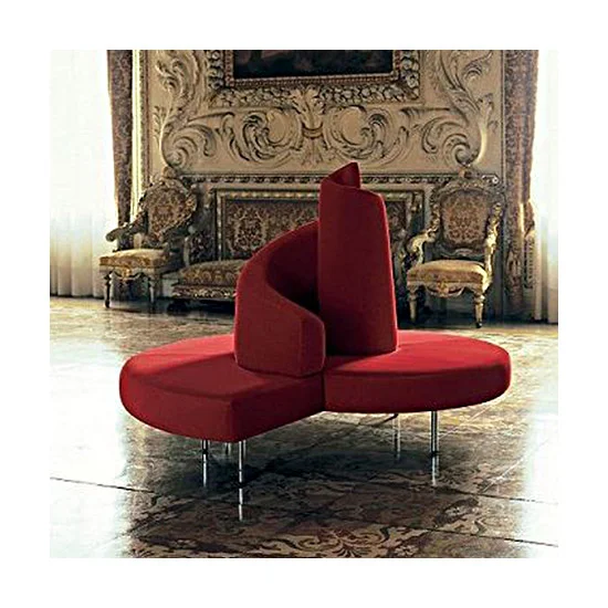 Russian Tatlin Tower Inspired Molded Red Velvet Upholstered Sofa