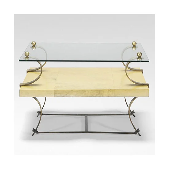 SQ9828109 Coffee Table in the manner of Arturo Pani Parchment, Glass and Brass