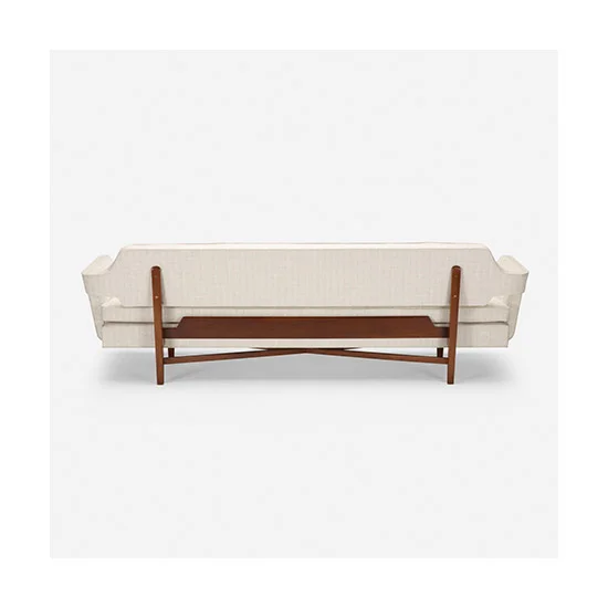 SQ3633892 Edward Wormley Mid Century Sofa Dunbar Furniture Boucle and Walnut