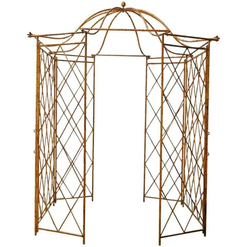 Gilt Metal Faux Bamboo Gazebo with Pagoda Roof — EcoFirstArt