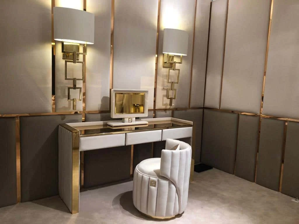 Luxury Gold Brass Dressing Table with Drawer  EcoFirstArt
