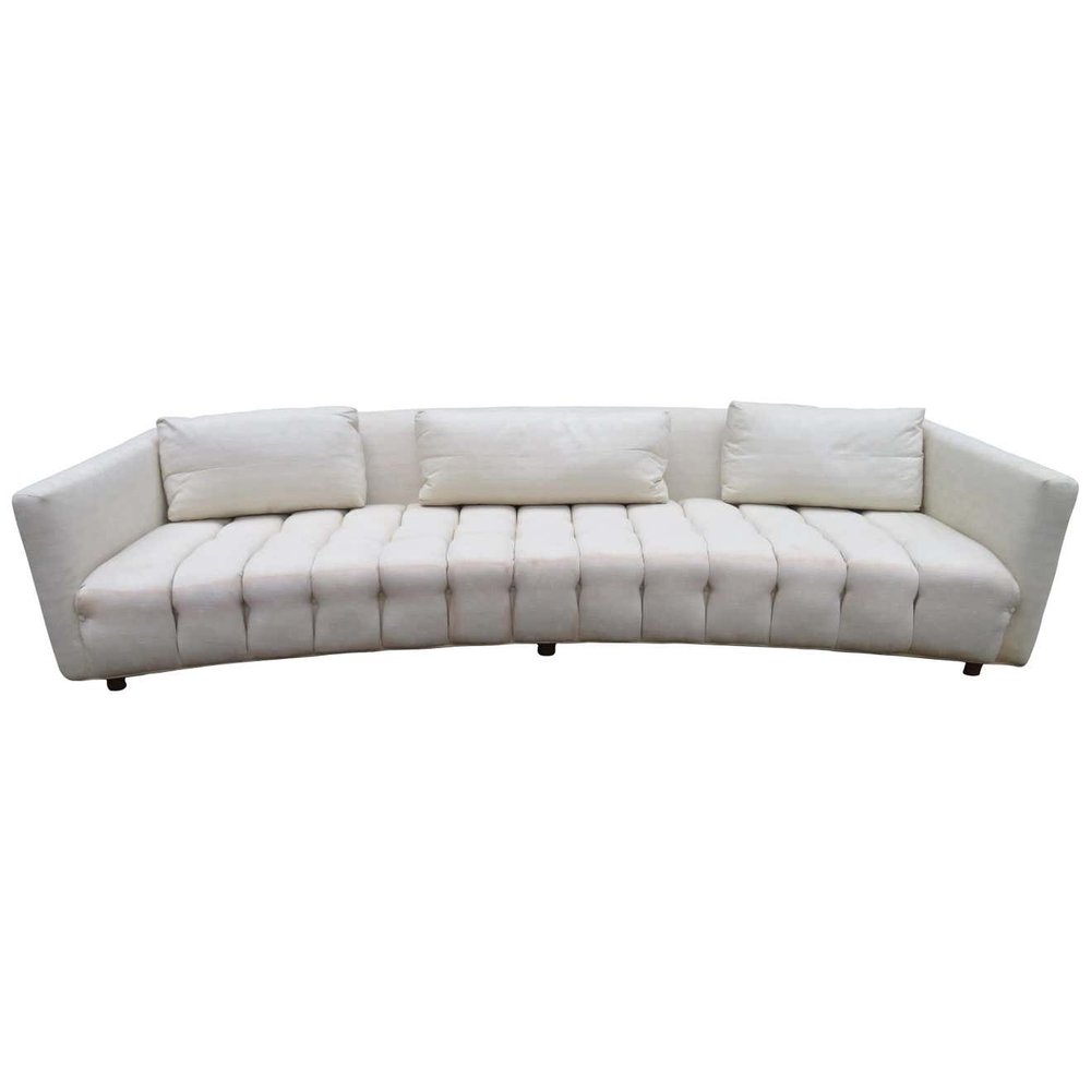Harvey Probber Style Long Low Curved Four-Seat Sofa