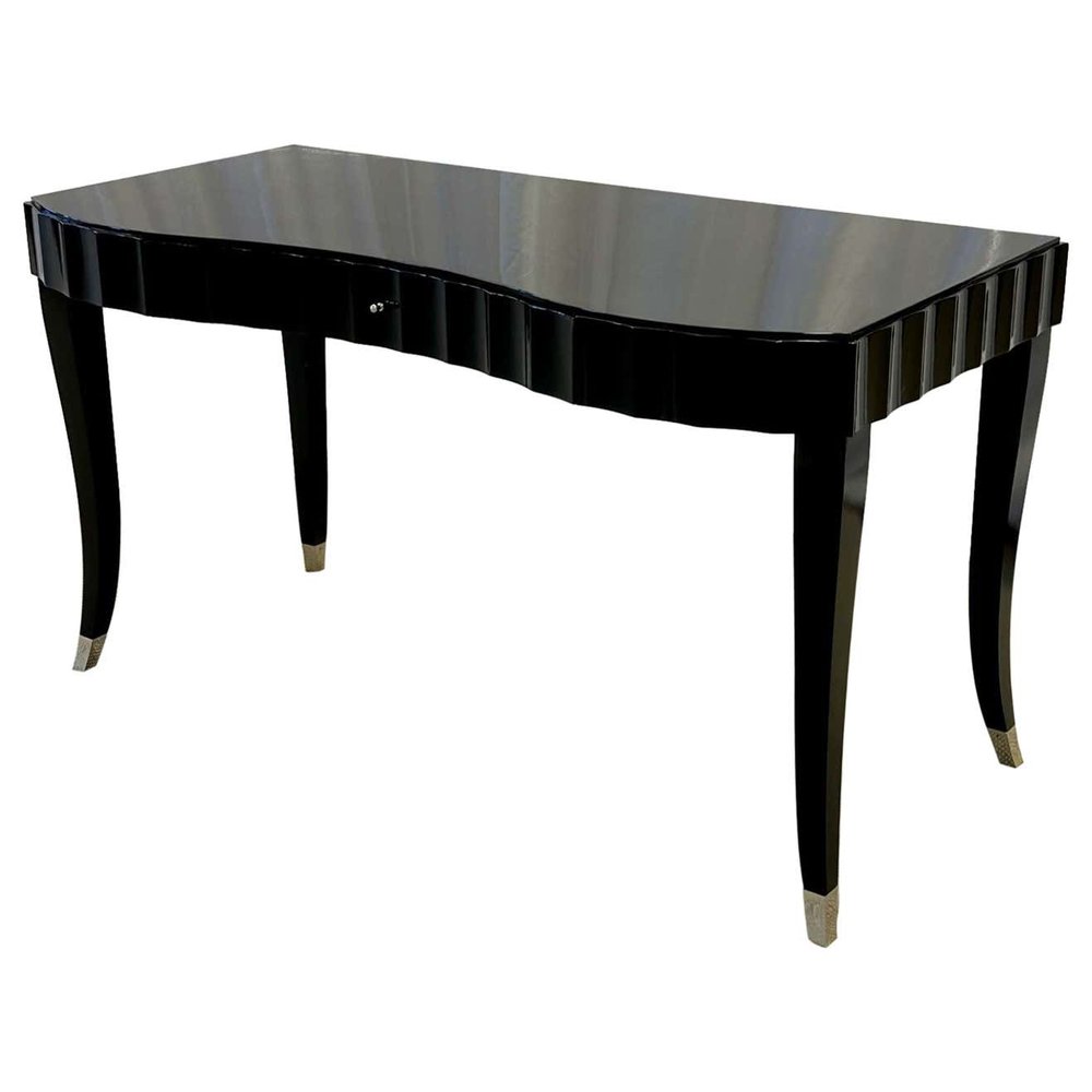 Hollywood Regency Style Ebony Desk, or Vanity and Lacquered