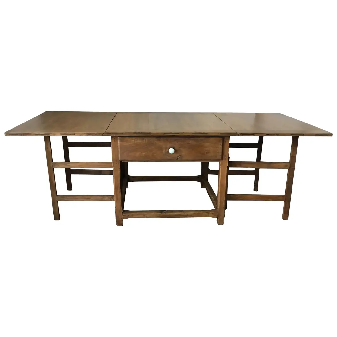 Spanish, 18th Century Drop-Leaf Table with Four Gate-Leg and Three Drawers