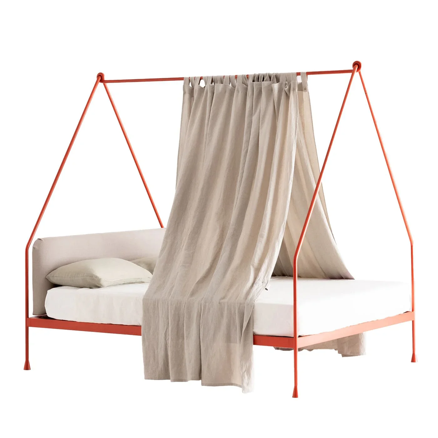 Orange Iron Canopy Double Bed