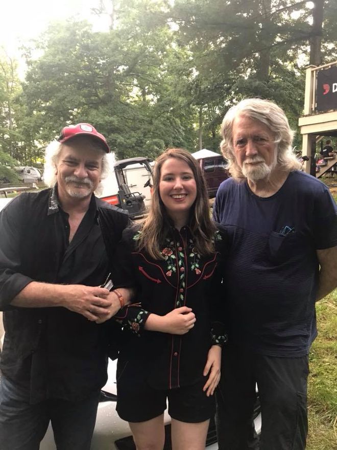 Look who caught my show in Bean Blossom, Illinois: Mark Cartsonis (guitarist), me, and John McEwen (founding member of the Nitty Gritty Dirt Band)