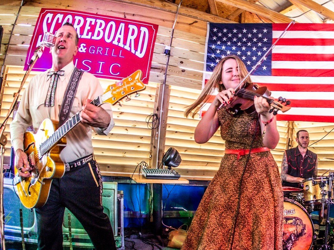 Performing with the incredible Hot Rod Walt and The PsychoDeVilles at the Nashville Boogie at the Nashville Palace. I love this high energy rockabilly band.