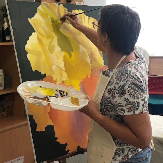 Adult beginner art class in Bowral learning acrylic painting