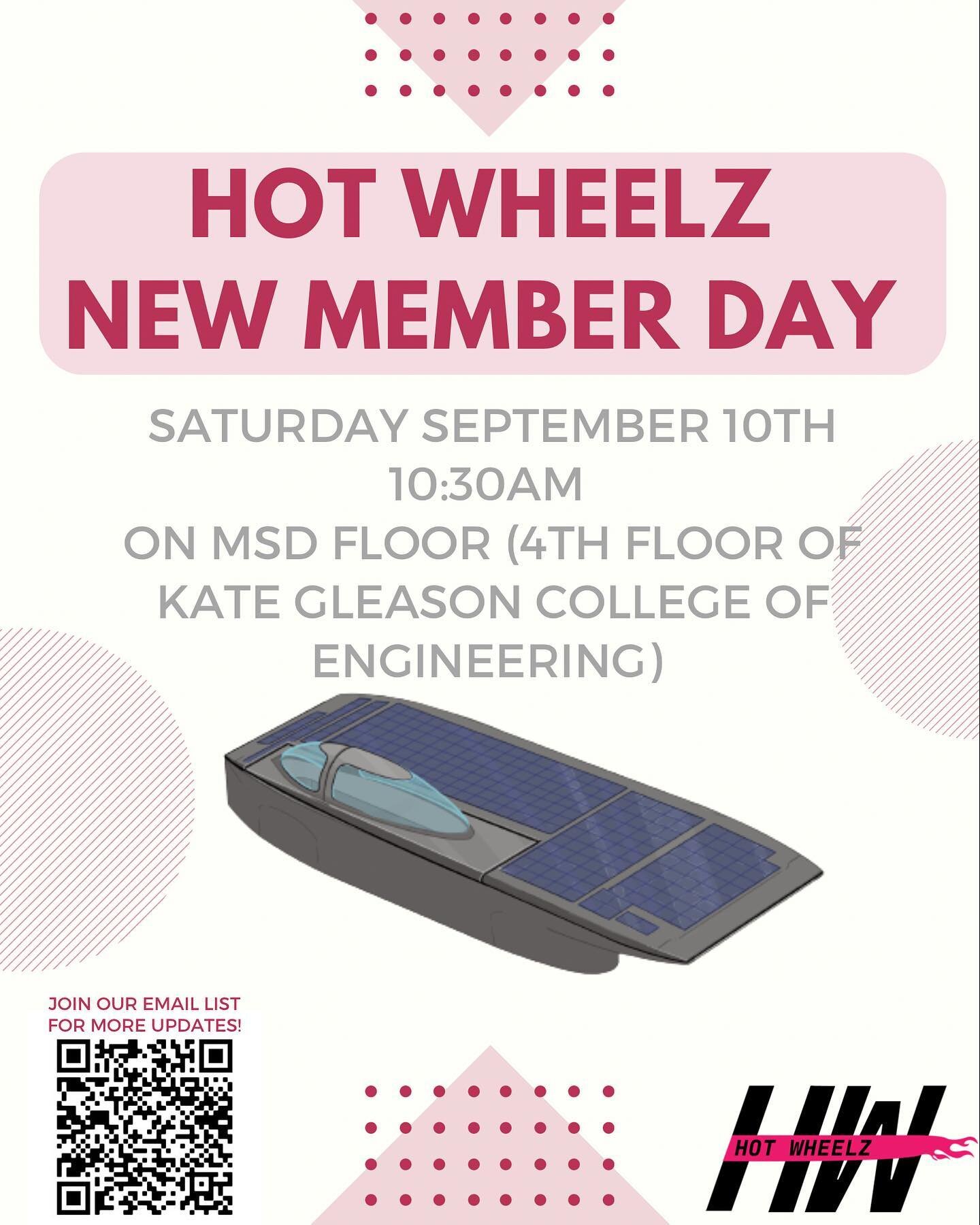 Come to our new member day Saturday September 10th. Meet us on the MSD Floor in KGCOE at 10:30 (enter in from pi quad door and take the elevator or stairs at the entrance to the 4th floor). Join us and @ritbaja @rit_racing @rit.evt @ritcleansnow for 
