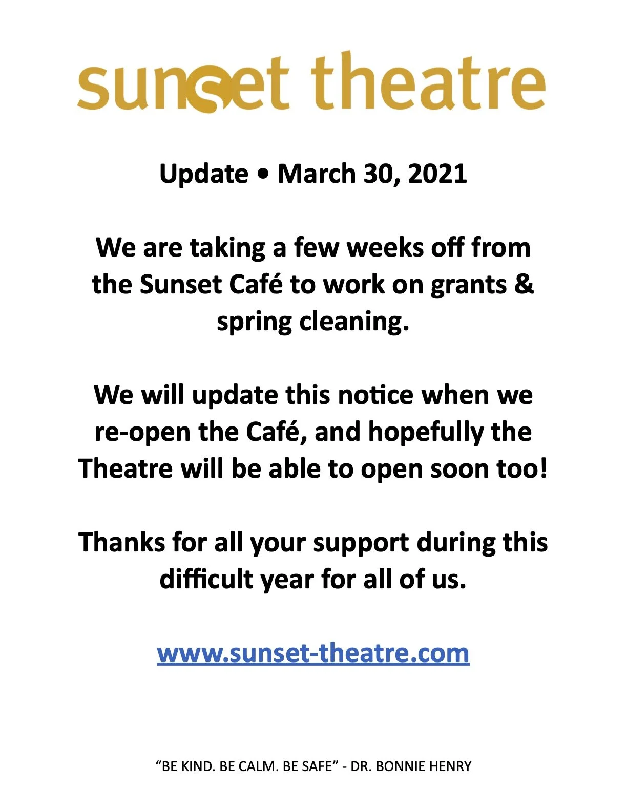 Sunset Cafe • Taking an April Break 