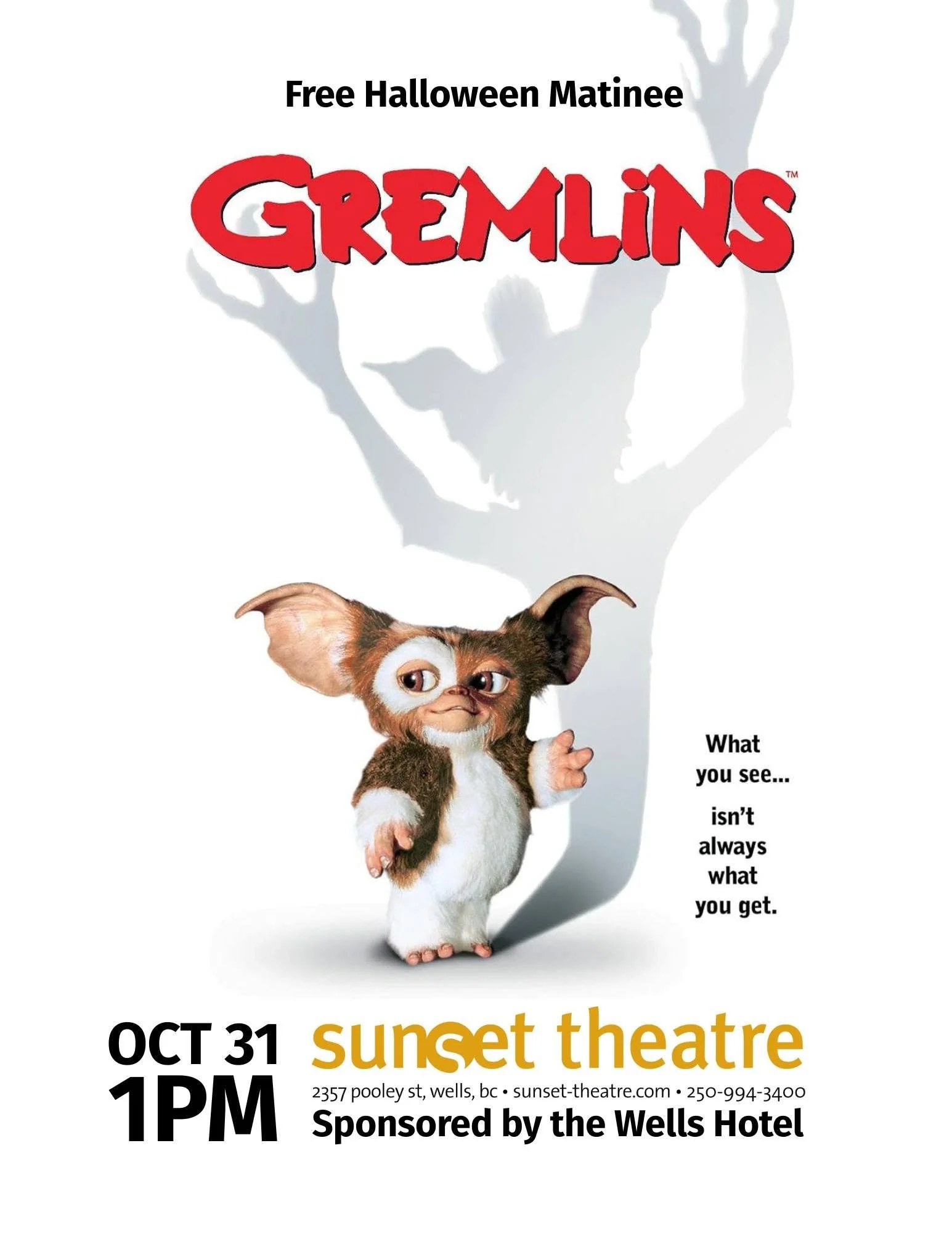 Free Hallowe'en Matinee Screening of Gremlins!