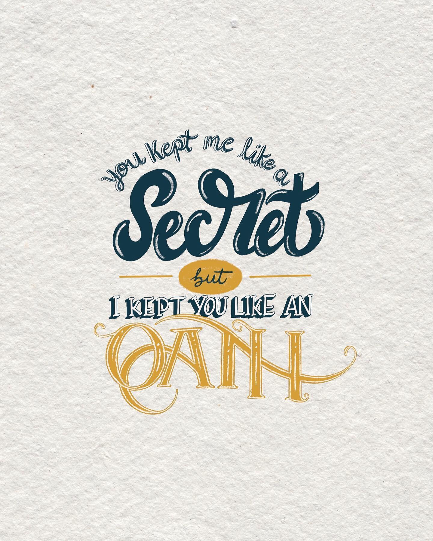 You kept me like a secret
but I kept you like an oath

We&rsquo;ve made it to my all time favorite tay lyric that makes me cry every time it comes on
.
9/_ in my series of #favetay lyrics
.
#caraweissdesign #taylorswift #midnights #red #fearless #let