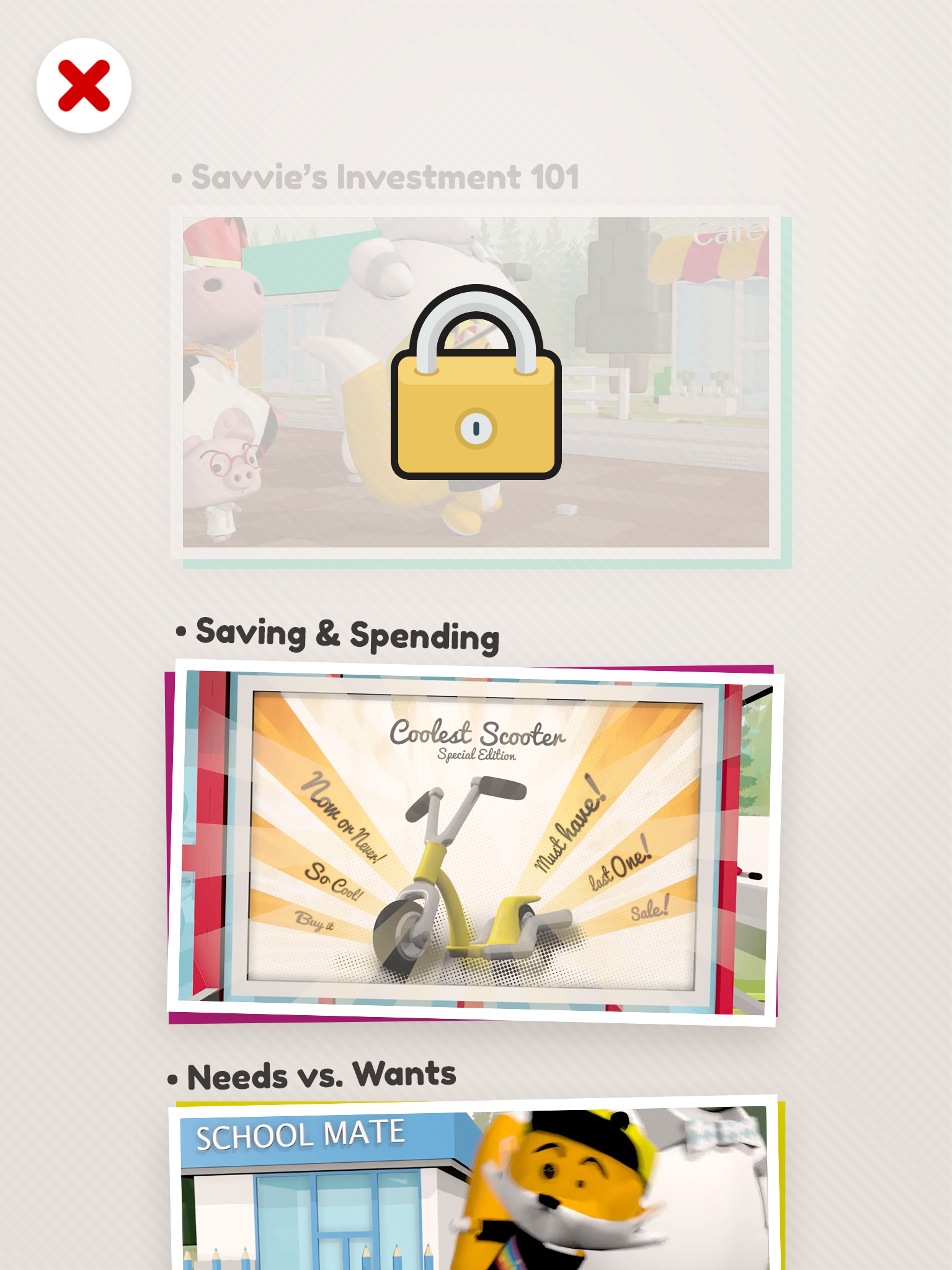 [iPad] [MVP] Lessons - list w_ disabled state.png