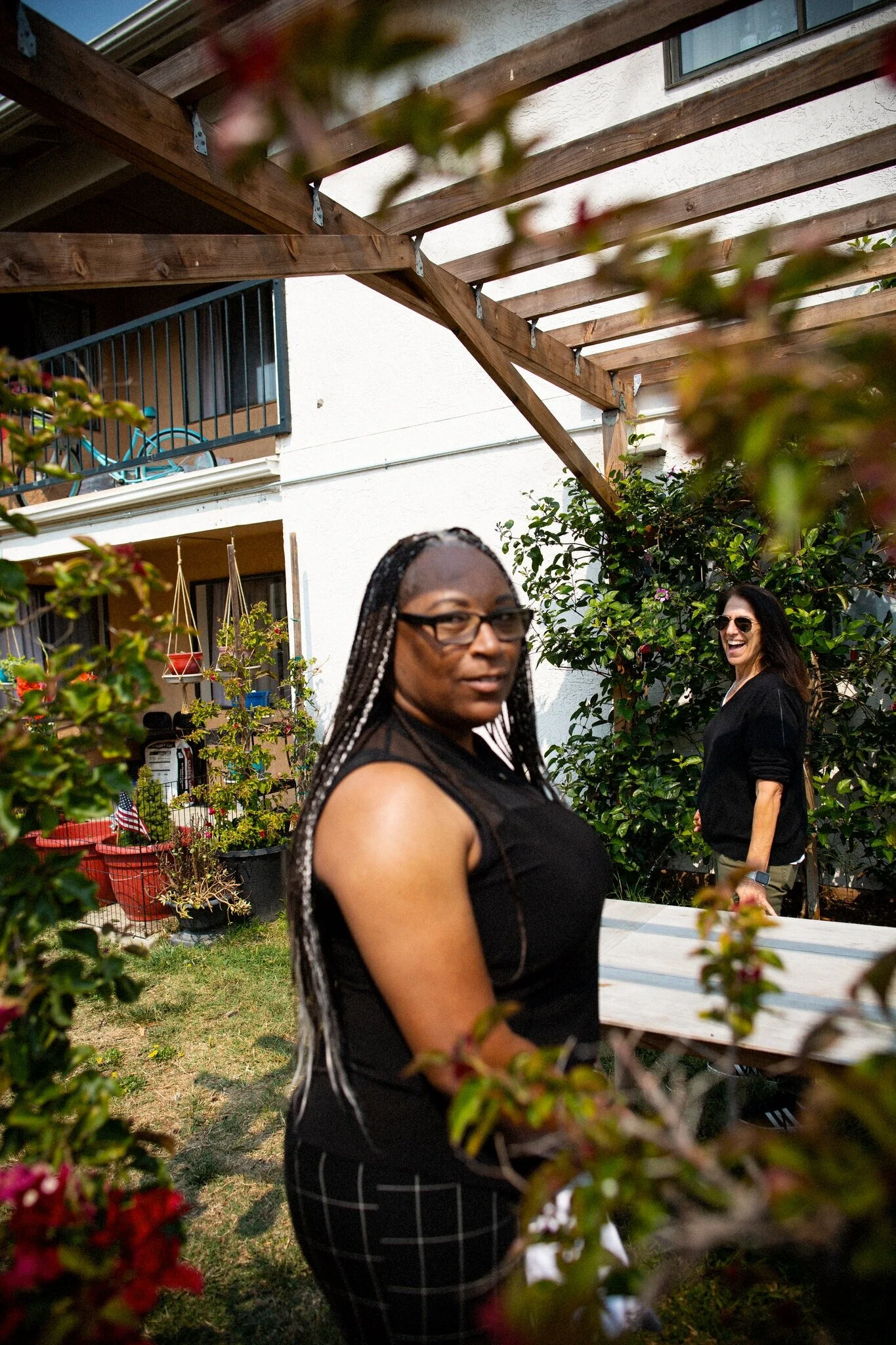 From left, Tammy Cooper Garvin, residential coordinator of Home Free, and Sunny Schwartz, the founder of Five Keys Home Free, the group behind the project. Credit: Talia Herman for The New York Times