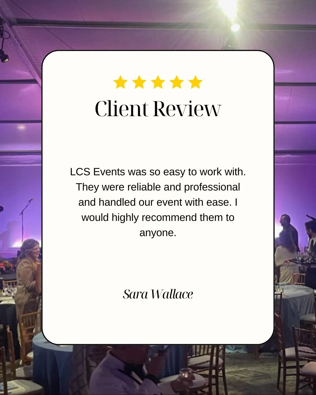 Thank you, Sara! We are grateful for your support!

#eventproduction  #ready #LCSevents #LCSReady #lcsevents #eventtech #aveventsupport #EventPartners