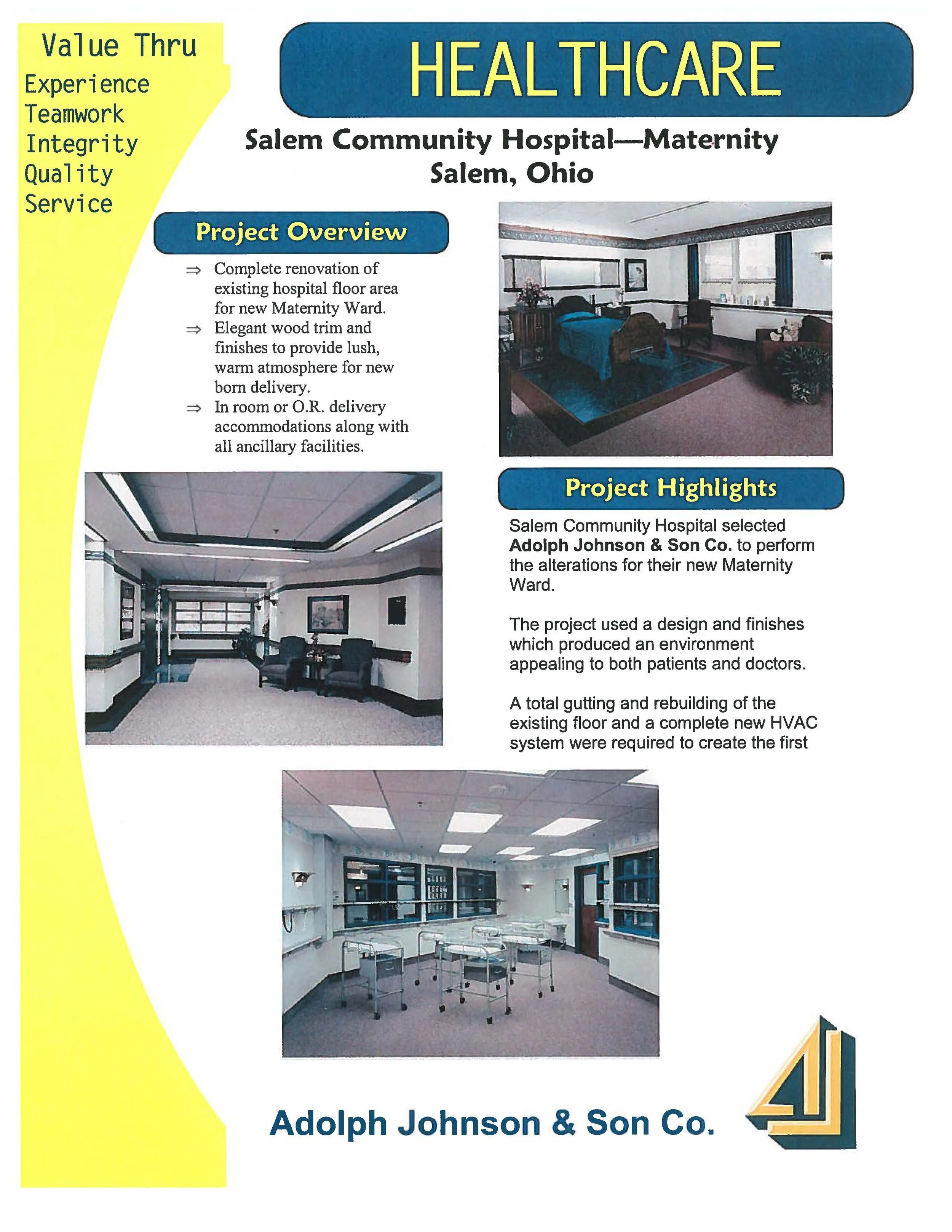 Salem Community Hospital Maternity — ADOLPH JOHNSON & SON CO