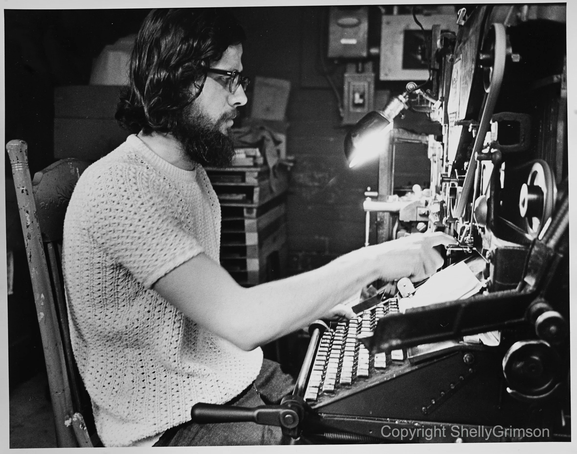 Before there was e-mail… Victor Coleman at his typewriter, 1970