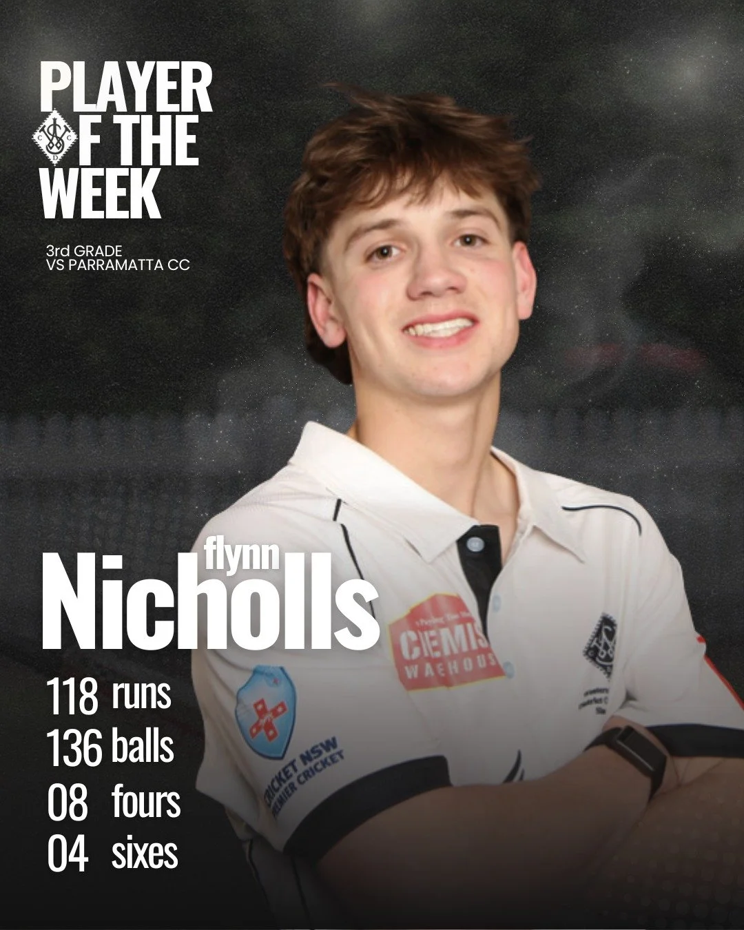 Flynn Nicholls led from the front with a superb 118 (136). Showed real grit and shot selection throughout the innings. A well-earned Player of the Week.

#swoopingseason #betterpeoplethoughcricket