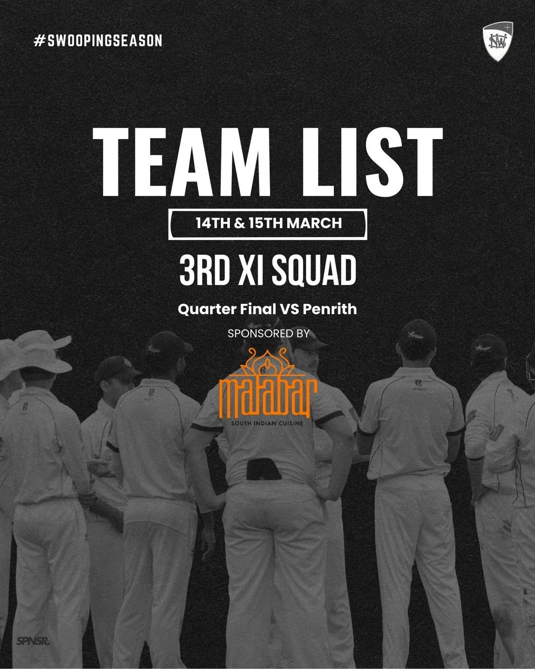 Quarter Final time. Here is the 3rd XI squad for this weekend&rsquo;s clash against Penrith.

Best of luck to the boys.

#swoopingseason #betterpeoplethroughcricket
