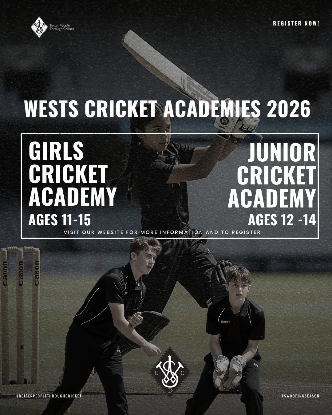 We are excited to announce two cricket academies in 2026

We have a girls academy starting the end of June and we have an U12-14's academy starting in mid June. 

More information and registration can be found on our website or via the links in our b