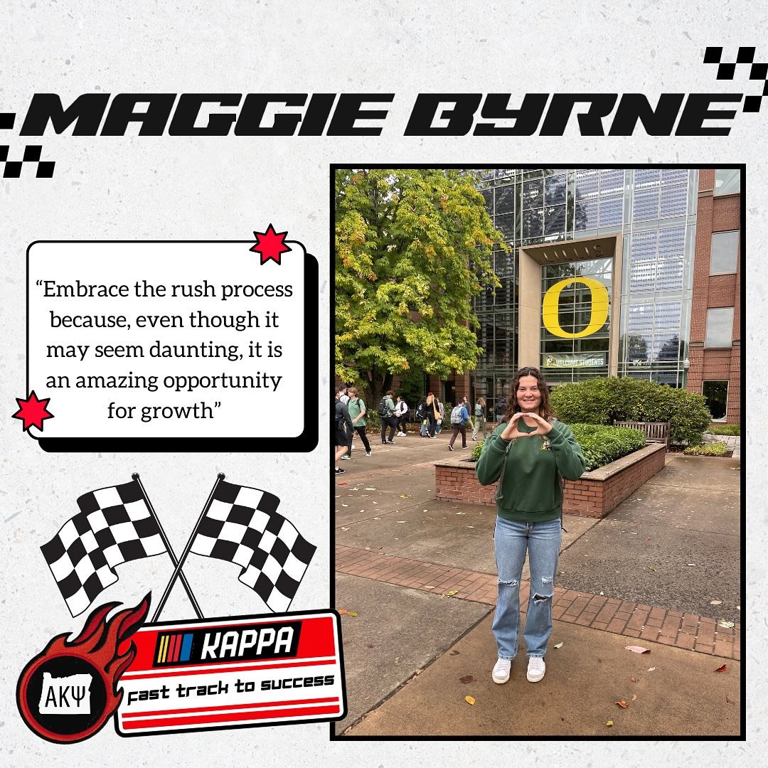 Meet Maggie, and member of our Xi Pledge Class that just got initiated this fall! Read more about her experiences through the rush and pledge process and what she gained from both!🏁

🔗Pledge applications are due TONIGHT by 11:59PM! Apply using the 