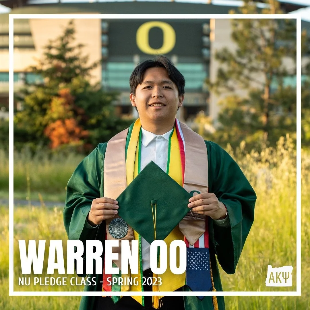 SENIOR SPOTLIGHT: Warren Oo

Warren is studying Business Administration with a concentration in Finance! He is originally from Mandalay, MM and is apart of the Nu pledge class, joining Alpha Kappa Psi in Spring of 2023. After graduation, he is moving