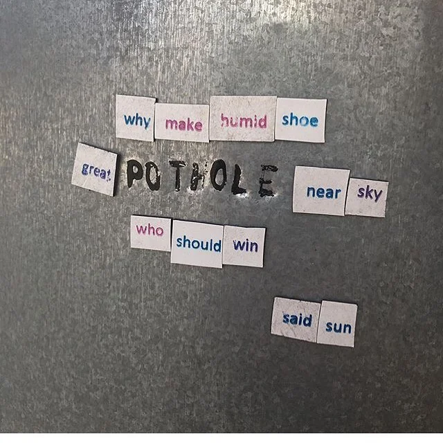 We&rsquo;re getting some heavy Monday/soggy shoe👟💧 vibes from this #sidewalkpoem by @tbird_bel.
.
.
#neworleanspotholes #nola #neworleans #storytelling #poetry #poem #streetart #publicart #graffiti #community #temptext #sculpture #play #outdoors #w