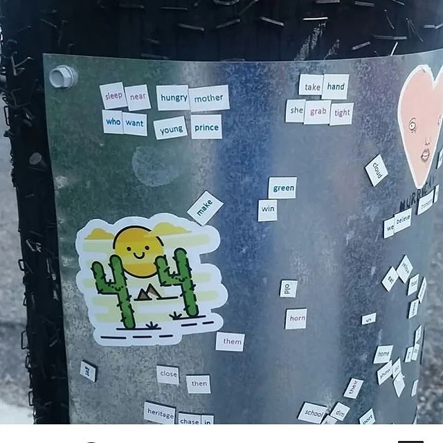 It&rsquo;s a beautiful day to share a story with someone 📖. @skips_museum included some #temptext #streetpoems in a post along with some other sweet #Nola #streetart happenings.
.
.
.
.
#poem #poetry #play #community #art #sculpture #neworleans #pub