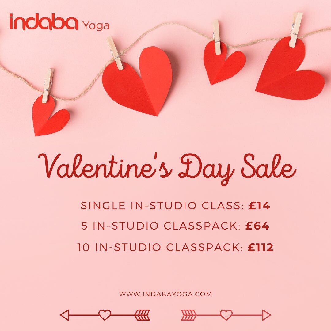 Fall in love with yoga this Valentine&rsquo;s Day💖 
Save up to 22% with limited time classpack discounts.
Offer ends Feb 19th - don&rsquo;t miss out!
Buy now: https://indabayoga.com/prices (link in bio☝️)