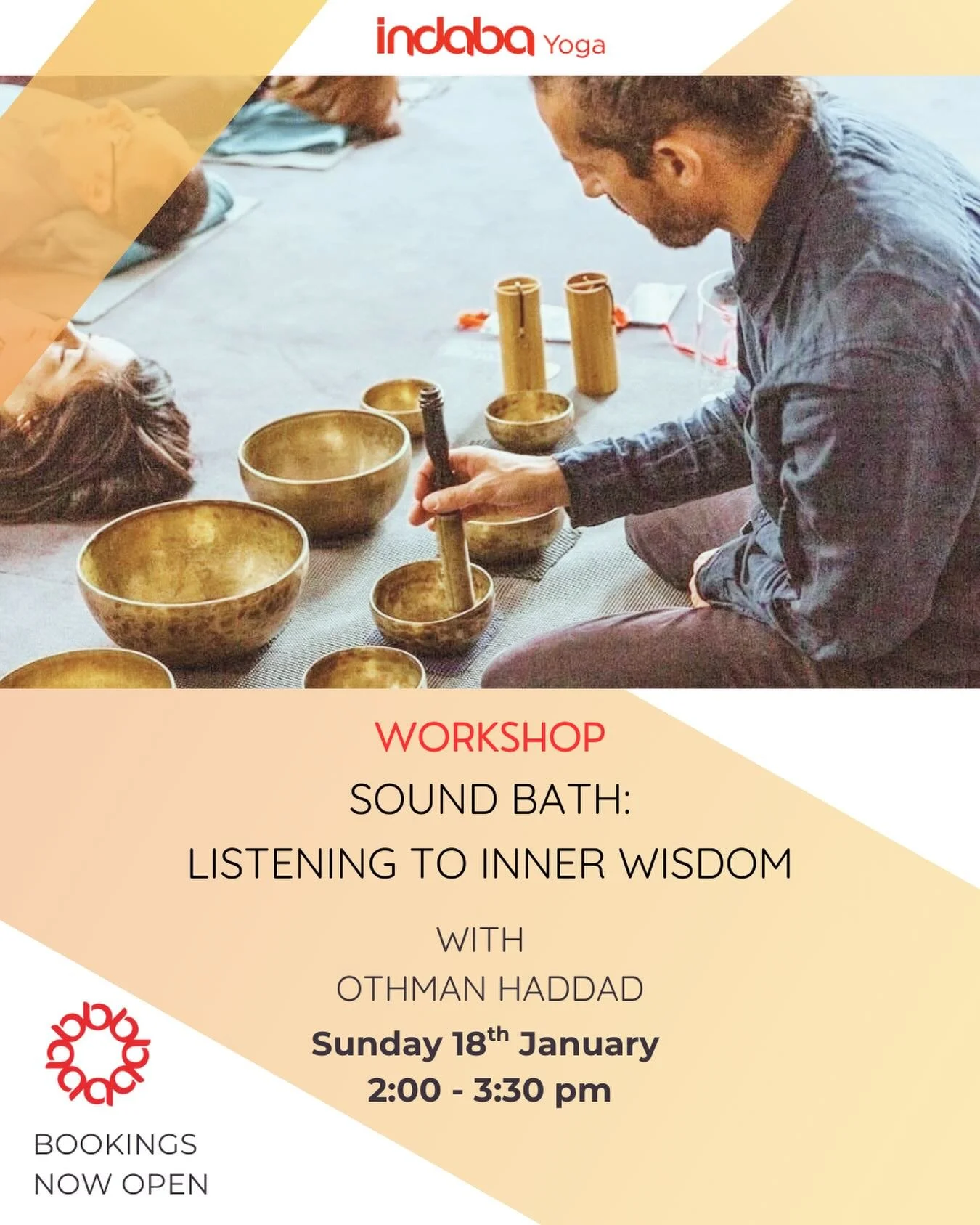 Sound Bath. Listening to Inner Wisdom With Othman Haddad Sunday 18 January 2.00 to 3.30 
In a world filled with constant stimulation and outward demands, the ability to listen inward can feel distant. Yet it is often the most essential place to retur